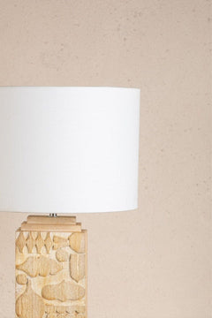Lighting Bundle Senhur Wood Table Lamp with Solid Drum Lampshade (Off White)