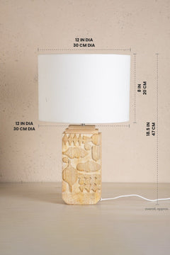 Lighting Bundle Senhur Wood Table Lamp with Solid Drum Lampshade (Off White)