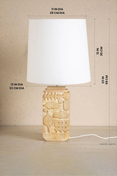 Lighting Bundle Senhur Wood Table Lamp with Solid Taper Lampshade (Off White)