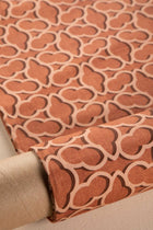 Shifted Flower Tile Printed Upholstery Fabric (Spice Red)