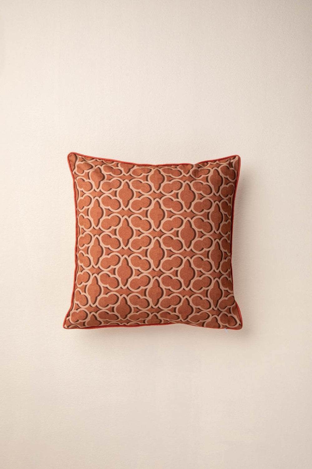 PRINT & PATTERN CUSHIONS Shifted Flower Tile Spice Red Cushion Cover (46 X 46 Cm)