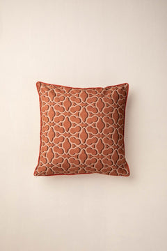 PRINT & PATTERN CUSHIONS Shifted Flower Tile Spice Red Cushion Cover (46 X 46 Cm)