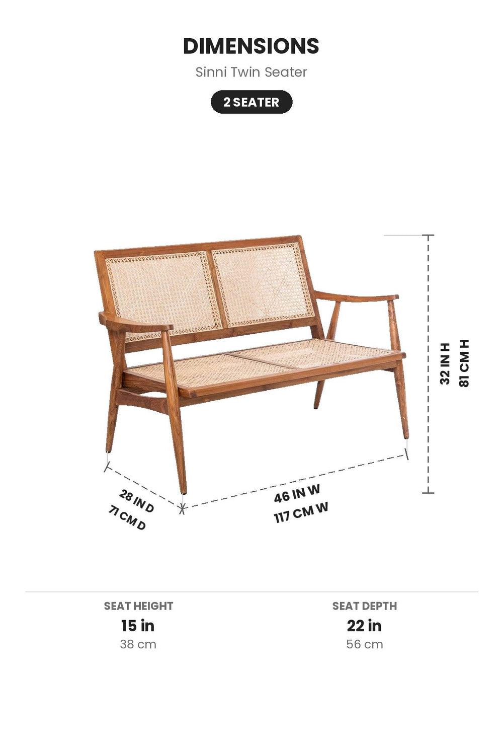 SOFAS Sinni Twin Seater Wicker Chair