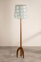 Skyrocket Wood Floor Lamp with Celestial Sky Taper Lampshade (Lunar Gold)