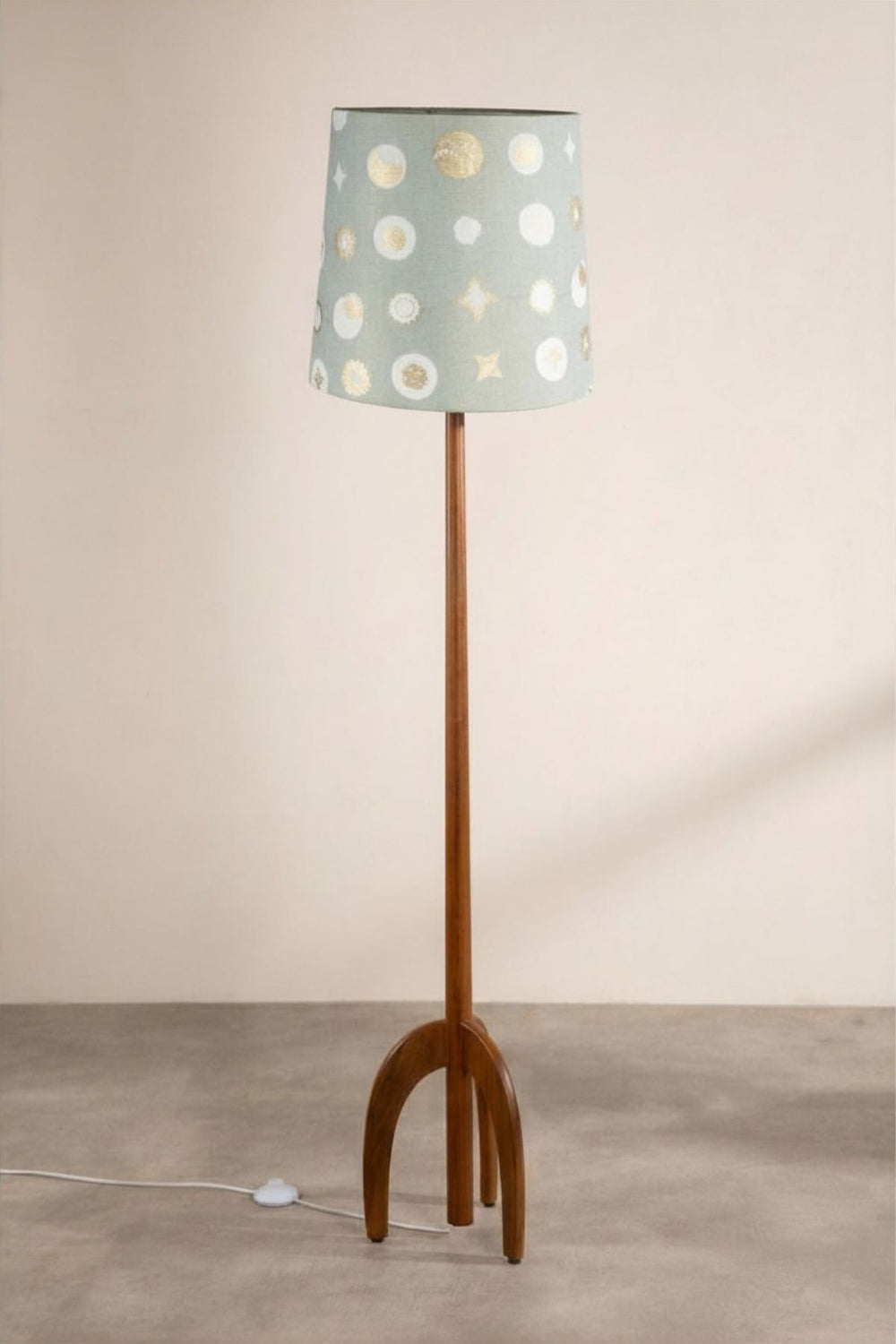 Lighting Bundle Skyrocket Wood Floor Lamp with Celestial Sky Taper Lampshade (Lunar Gold)