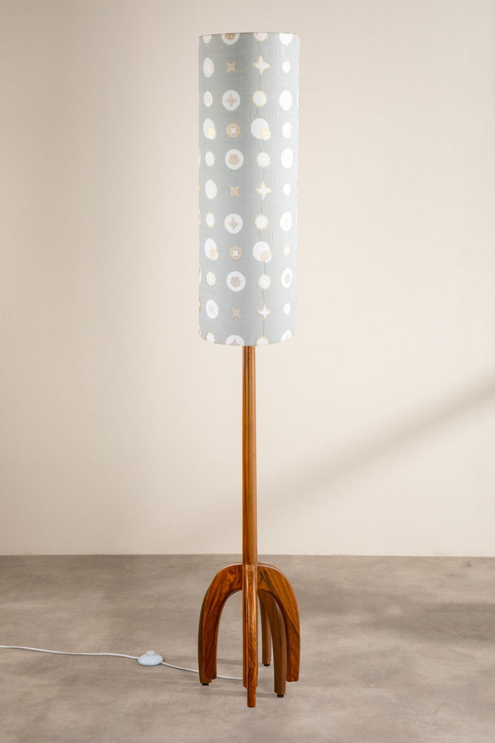 Lighting Bundle Skyrocket Wood Floor Lamp with Celestial Sky XL Cylinder Lampshade (Lunar Grey)