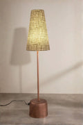 Lighting Bundle Skyrocket Wood Floor Lamp with Grille Taper Lampshade (Black And White)