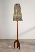 Lighting Bundle Skyrocket Wood Floor Lamp with Grille Taper Lampshade (Black And White)