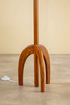 Lighting Bundle Skyrocket Wood Floor Lamp with Keora Stripes Drum Lampshade (Honey Bloom)
