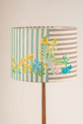 Lighting Bundle Skyrocket Wood Floor Lamp with Keora Stripes Drum Lampshade (Honey Bloom)