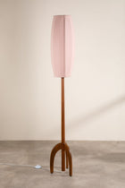 Skyrocket Wood Floor Lamp with Solid Oval Cylinder Lampshade (Sage Green)