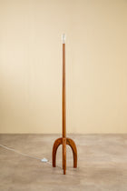 Skyrocket Wood Floor Lamp with Solid Oval Cylinder Lampshade (Sage Green)