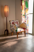 Lighting Bundle Skyrocket Wood Floor Lamp with Solid Oval Cylinder Lampshade (Dusky Pink)