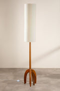 Lighting Bundle Skyrocket Wood Floor Lamp with Solid XL Cylinder Lampshade (Off White)