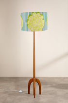 Skyrocket Wood Floor Lamp with Tulukka Stripes XL Drum Lampshade (Blue And Green)