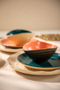 BOWLS Solaire Teal & White Ceramic Snack Bowl (Set Of 2)