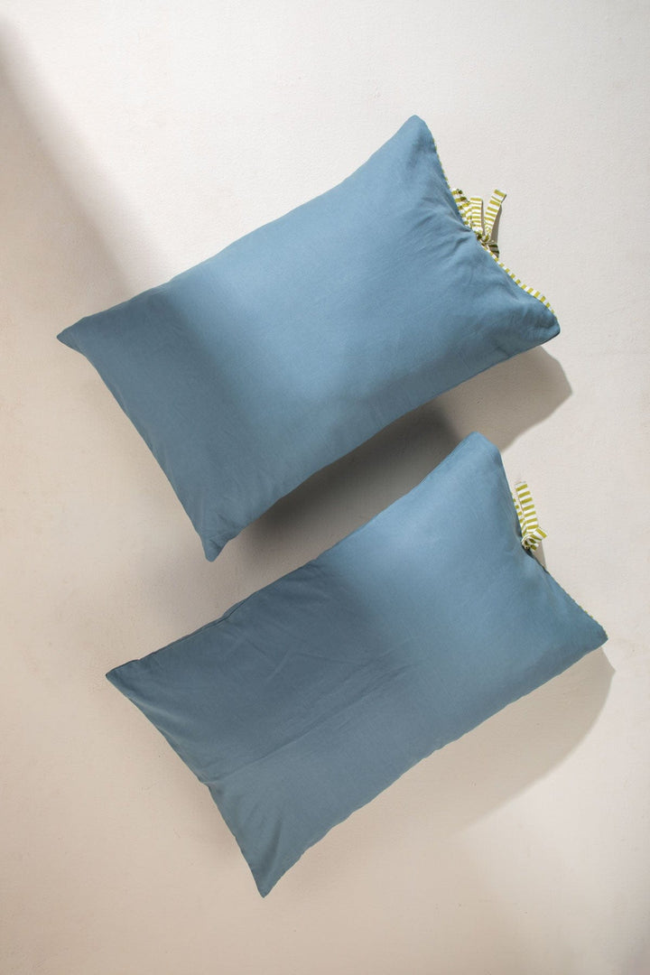 SOLID PILLOW COVER (SET OF 2) BLUE