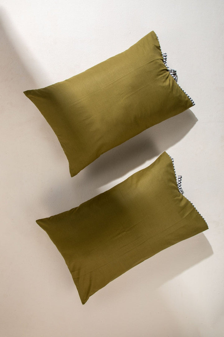 SOLID PILLOW COVER (SET OF 2) OLIVE GREEN