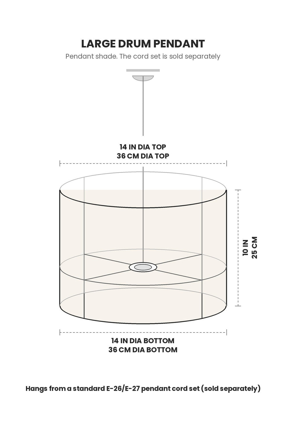 PENDANT LAMPS Solid Large Drum Pendant (Rust Red)