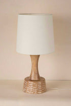 Soma Wood Table Lamp with Solid Taper Lampshade (Off White)