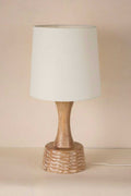 Lighting Bundle Soma Wood Table Lamp with Solid Taper Lampshade (Off White)