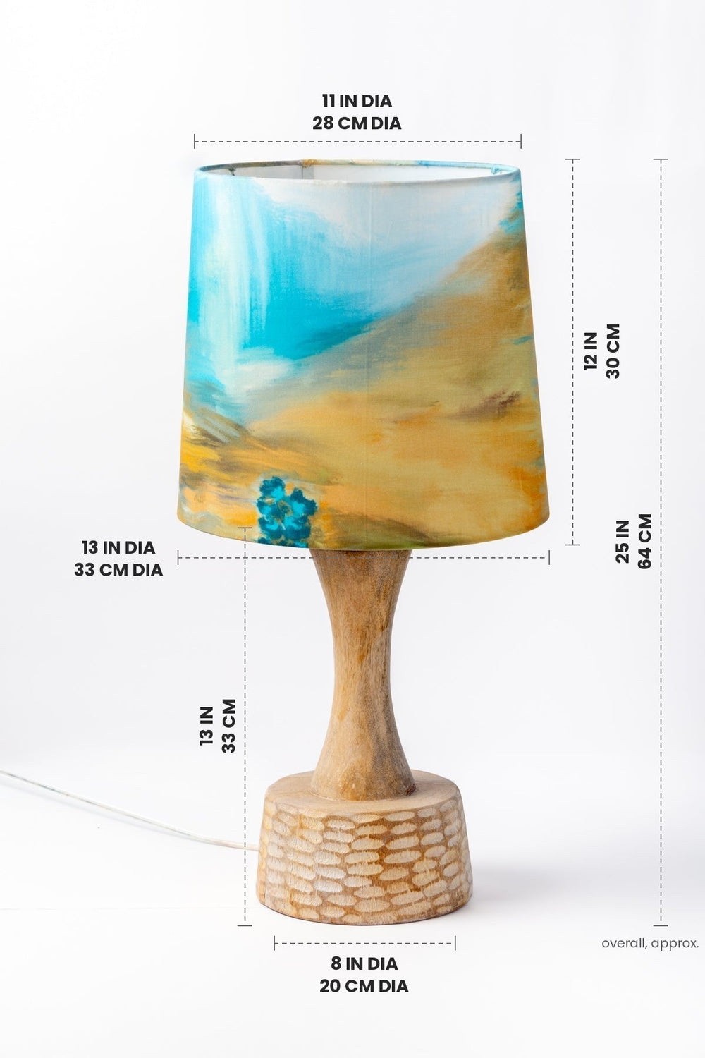 Lighting Bundle Soma Wood Table Lamp with Terai Grassland Taper Lampshade (Field Green)