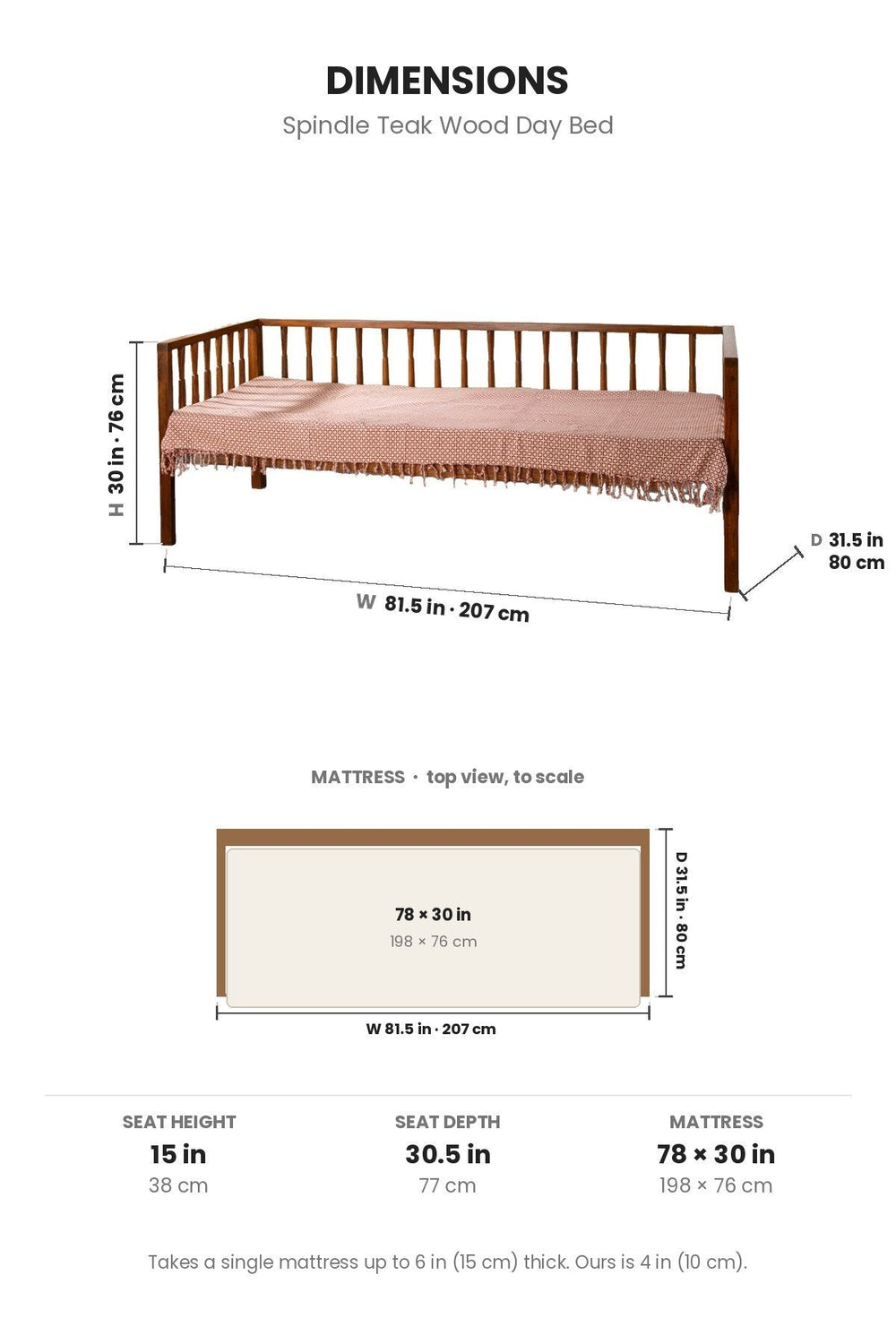 DAY BEDS Spindle Teak Wood Day Bed