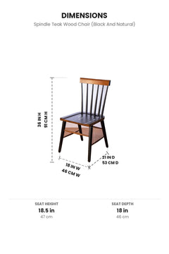 DINING CHAIRS Spindle Teak Wood Chair (Black And Natural)