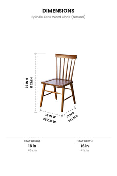 DINING CHAIRS Spindle Teak Wood Chair (Natural)