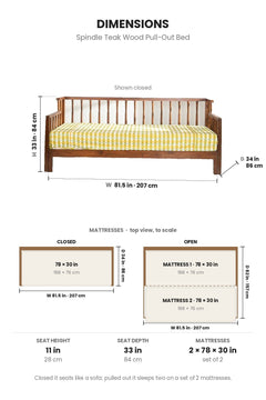 PULL OUT BEDS Spindle Teak Wood Pull Out Bed