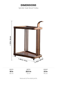 TROLLEYS Spindle Teak Wood Trolley