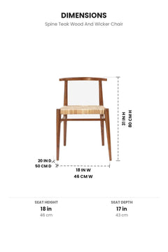 DINING CHAIRS Spine Teak Wood And Wicker Chair