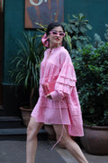 SUMMER LINES OVERSIZED SHIRT DRESS PINKSTRIPES