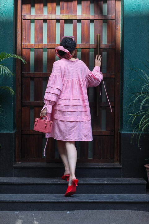 SUMMER LINES OVERSIZED SHIRT DRESS PINKSTRIPES