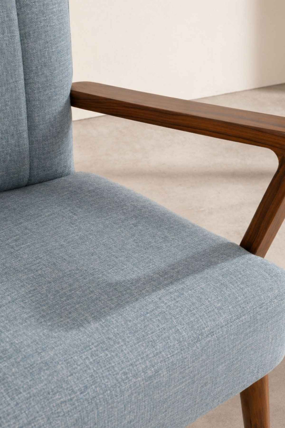 Upholstered Bundle Swan Accent Chair in Raffia Misty Grey Fabric