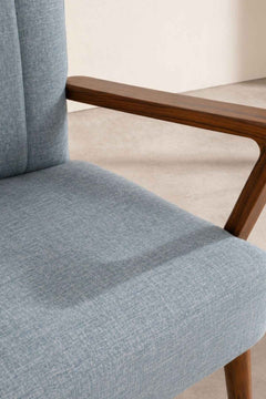 Upholstered Bundle Swan Accent Chair in Raffia Misty Grey Fabric