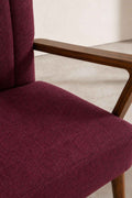 Upholstered Bundle Swan Accent Chair in Raffia Plum Red Fabric
