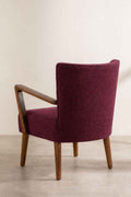 Upholstered Bundle Swan Accent Chair in Raffia Plum Red Fabric