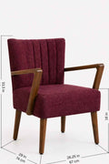 Upholstered Bundle Swan Accent Chair in Raffia Plum Red Fabric