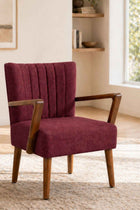 Swan Accent Chair in Raffia Plum Red Fabric
