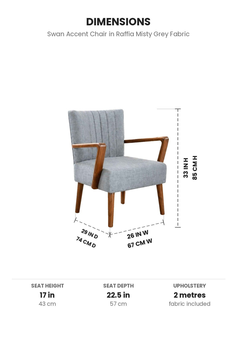 Upholstered Bundle Swan Accent Chair in Raffia Misty Grey Fabric