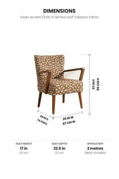 Upholstered Bundle Swan Accent Chair in Senhur Leaf Tobacco Fabric