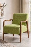 Upholstered Bundle Sway Accent Chair in Raffia Citron Green Fabric