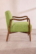 Upholstered Bundle Sway Accent Chair in Raffia Citron Green Fabric
