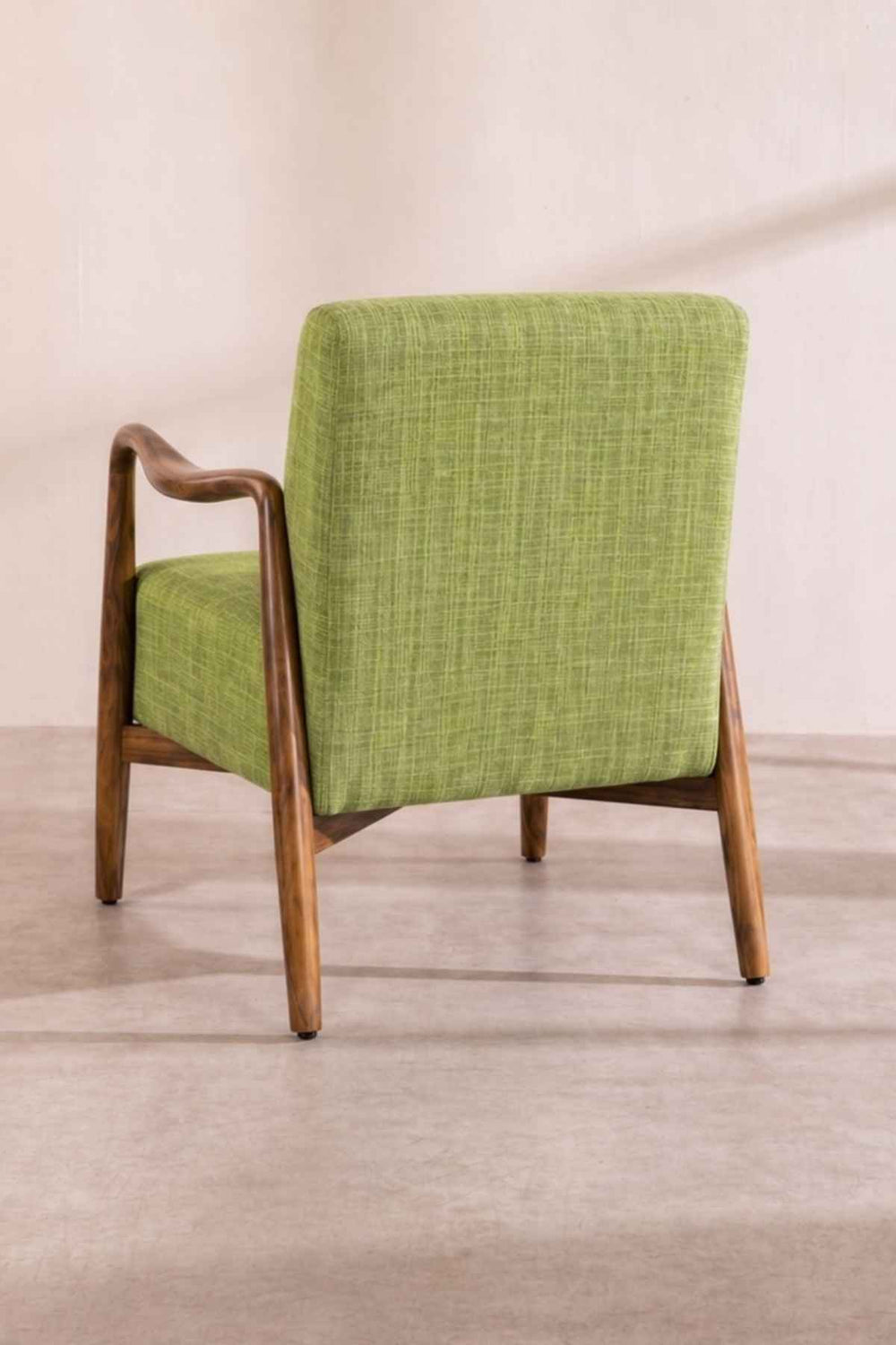 Upholstered Bundle Sway Accent Chair in Raffia Citron Green Fabric