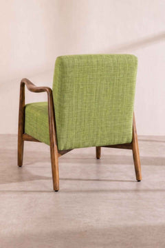 Upholstered Bundle Sway Accent Chair in Raffia Citron Green Fabric