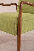 Upholstered Bundle Sway Accent Chair in Raffia Citron Green Fabric