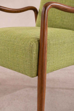 Upholstered Bundle Sway Accent Chair in Raffia Citron Green Fabric
