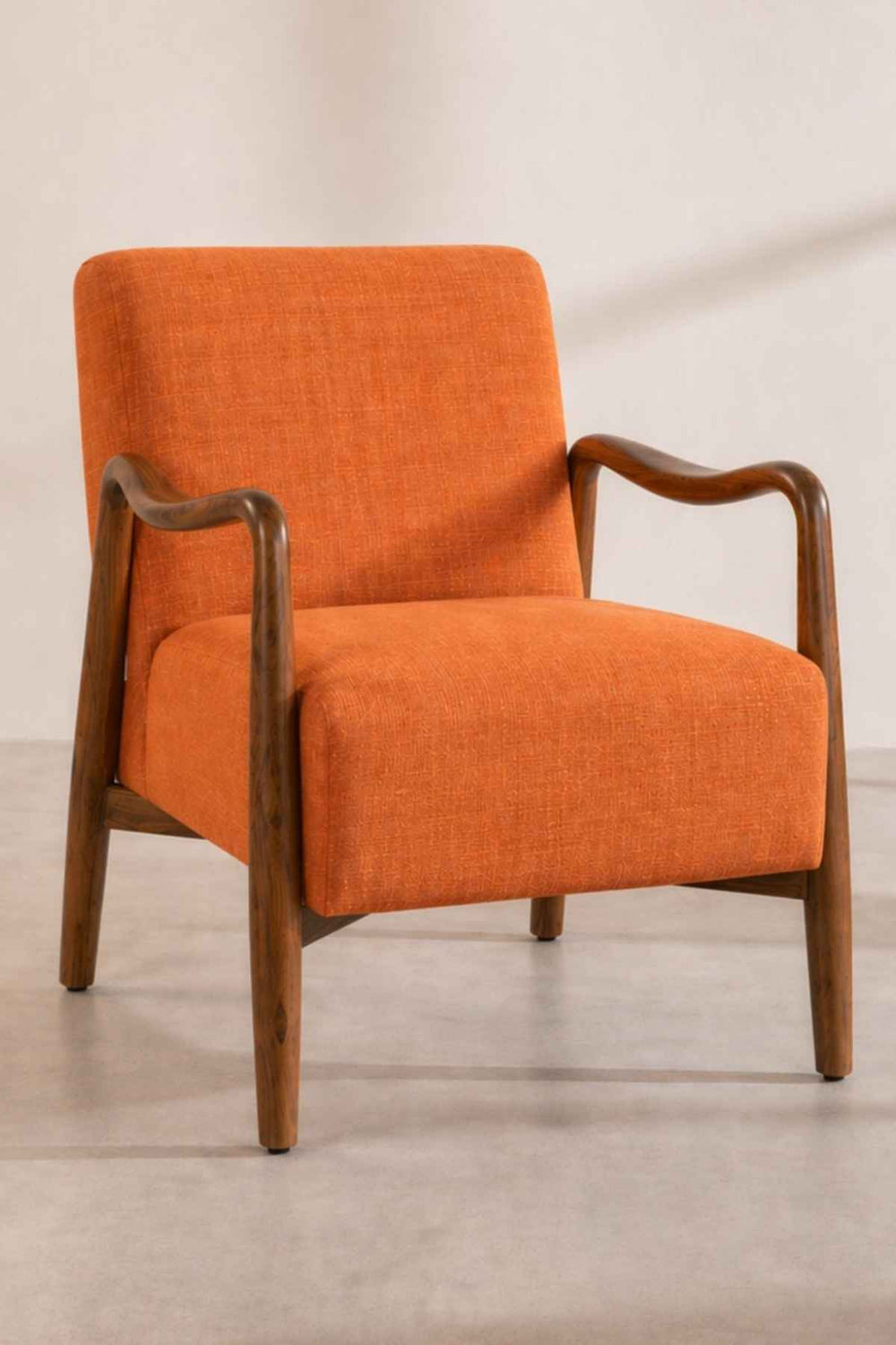 Upholstered Bundle Sway Accent Chair in Raffia Ginger Orange Fabric