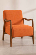 Upholstered Bundle Sway Accent Chair in Raffia Ginger Orange Fabric